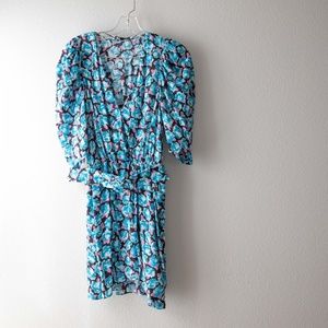 NWOT Zara blue and black floral mini dress